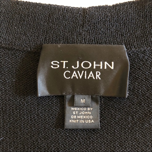 St. John Knits Caviar Wool Blend V-Neck Cardigan M - Picture 3 of 7